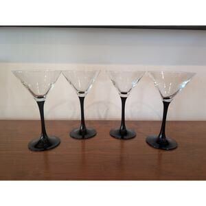 Set of 4 Vintage Luminarc Domino Martini / Cocktail Glasses 1970s France